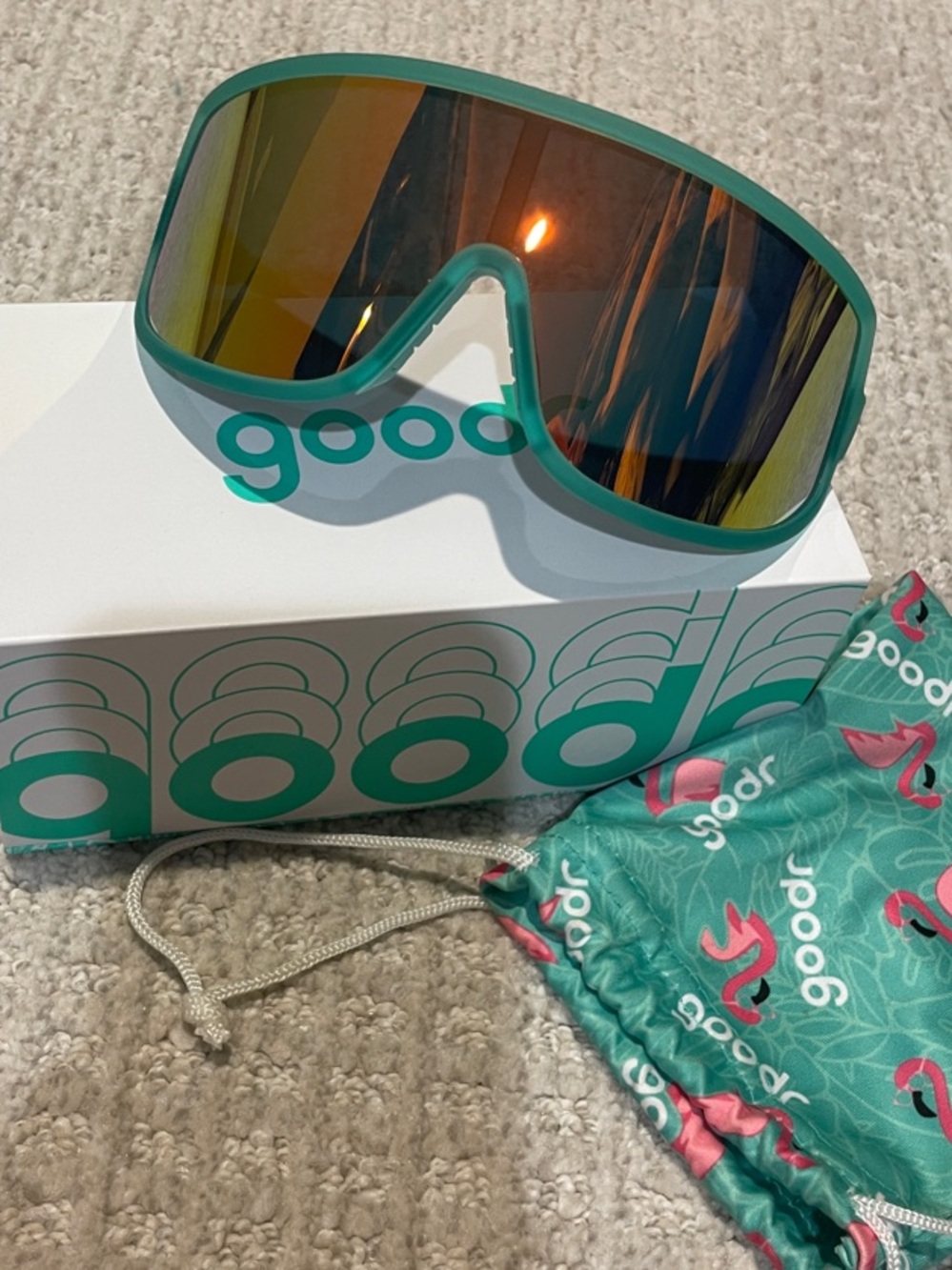 Goodr Men's Teal Mirrored Shield Sunglasses